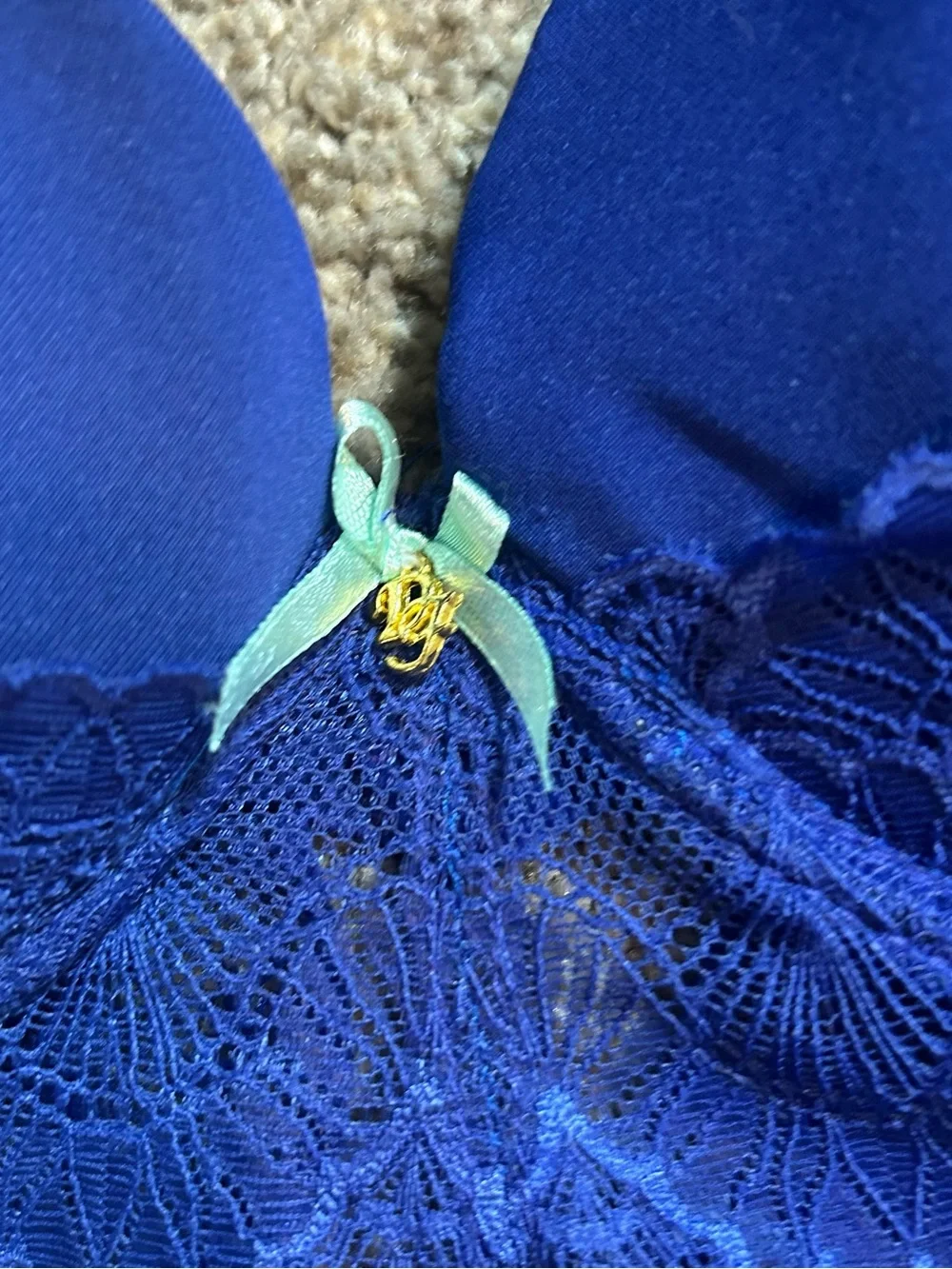 Daisy Fuentes Royal Blue Lace Babydoll Chemise